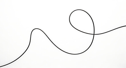 Obraz premium White paper clip object design concept illustration and black and white vector symbol for cable thread
