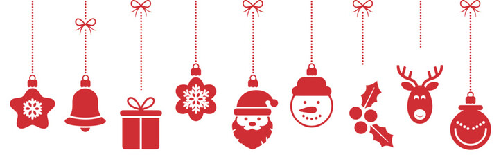 hanging christmas icon set vector