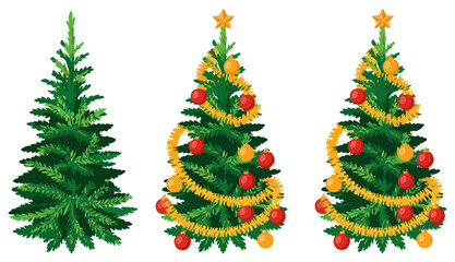 green christmas tree icon set