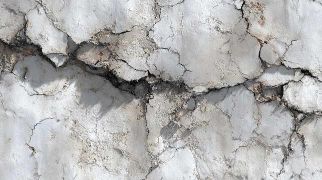 The close-up image showing a cracked and weathered wall, with a rough texture and imperfections showing aging
