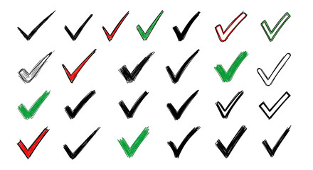 Colorful paper clips in a web design sketch illustration with a green check mark symbol