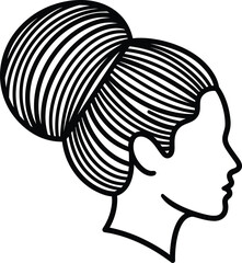 Woman with bun hairstyle vector illustration beauty salon graphic art eps silhouette