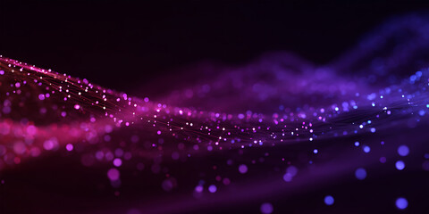 Vibrant magenta to purple gradient light wave background with glowing particle dust field