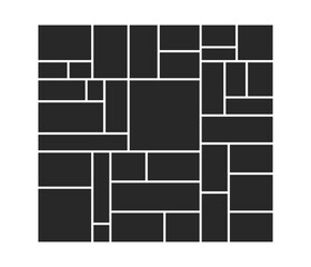 A versatile dark mosaic pattern offering multiple non-uniform slots for creative photo organization and visual storytelling.