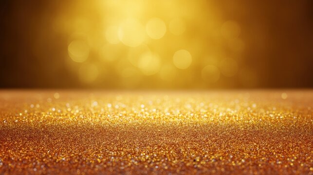 Soft Golden Glitter Background with Bokeh Effect for Festive and Elegant Themes in High Resolution Stock Photo