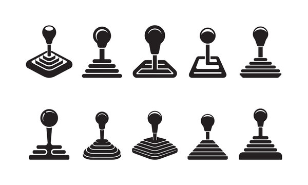Car Gear Shift Stick Transmission Lever Icons Set Silhouette