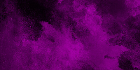Hand-drawn bright pink gradient abstract watercolor splashed on the paper. black background with purple gradient smoke .