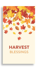 Autumn Harvest Blessings Banner Fall Leaves and Warm Wishes