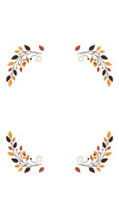 Autumnal Floral Corner Elements on White Background Elegant Fall Design