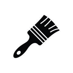 Simple black silhouette of a paint brush on white background