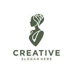 vector line art logo of people and flowers