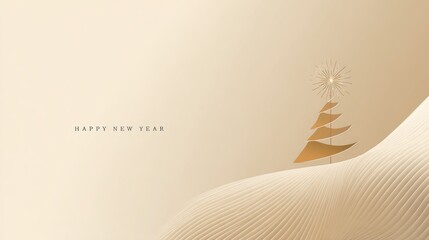 Elegant gold Christmas tree design for New Year's greetings and celebrations