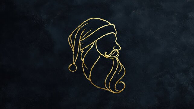 Golden Santa Claus Silhouette on Dark Background for Christmas Design