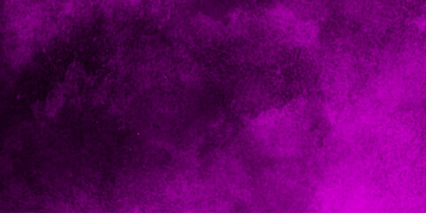 Hand-drawn bright pink gradient abstract watercolor splashed on the paper. black background with purple gradient smoke .