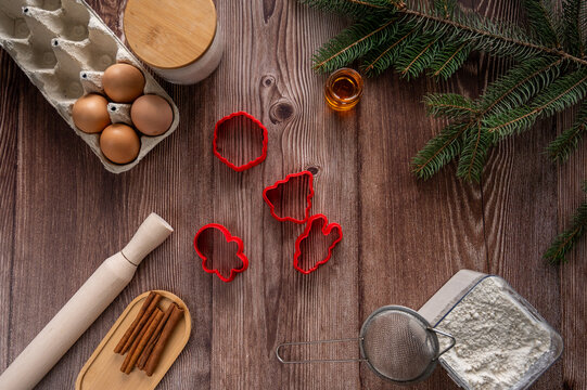 ingredients for baking Christmas cookies. 