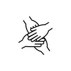 Teamwork and unity symbolized by interlocking hands illustration