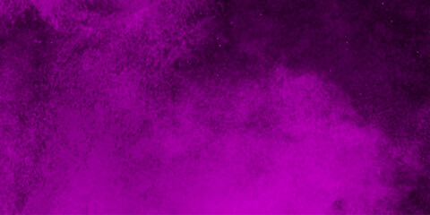 Hand-drawn bright pink gradient abstract watercolor splashed on the paper. black background with purple gradient smoke .