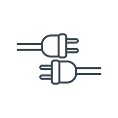 Two electrical plugs on white background simple line art illustration