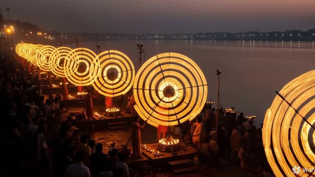 Ganga Arti With Warm Glow In the Evening