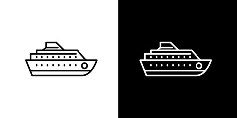 Sleek Cruise Ship Icon Minimalist Nautical Voyage Symbol for Travel and Transportation