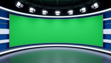 Green screen studio curved walls studio lights
