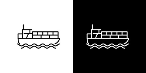 Cargo Ship Icons Vector Illustrations of Maritime Transport and Logistics