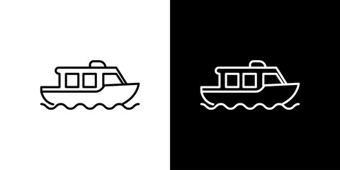Minimalist ferry boat line icon for maritime themes. A clean vector symbol representing sea travel, cruising, and water transportation concepts