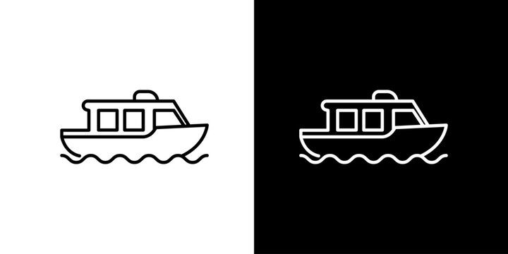 Minimalist ferry boat line icon for maritime themes. A clean vector symbol representing sea travel, cruising, and water transportation concepts