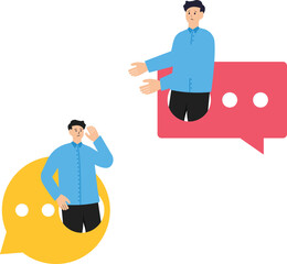 Chatting with team members, Show virtual Dating and relationship app. Chat bubble and Chat with friends and send new messages, Perfect for landing page, UI, web, app introduction card
