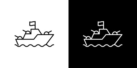 Warship Icon Set Black and White Designs for Digital and Print Applications