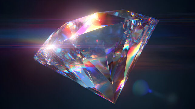 prism sparkle with rainbow light, glowing crystal and diamond reflection, shiny flare, iridescent glow, colorful beam and optical refraction, bright neon flash with glamour sparkle overlay - Powered by Adobe