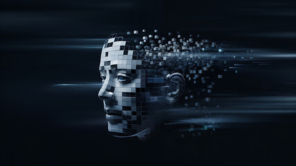 Abstract blue background with a rotating 3D digital globe displaying global network connection and business data