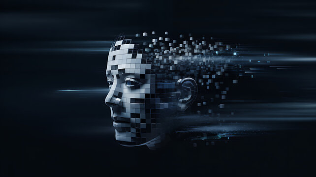 Abstract blue background with a rotating 3D digital globe displaying global network connection and business data