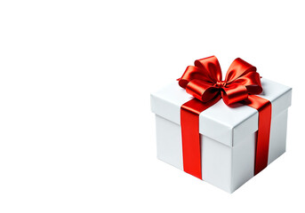 Fototapeta premium Elegant Gift Box with Red Bow Perfect Present for Any Occasion - Ready to Wrap, Isolated on White