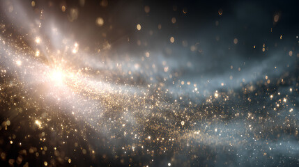 Radiant sparkle with luminous glow, twinkling white dust, glittering gold flare and soft confetti, luxury abstract background for magic holiday card with elegant celebration texture and effect