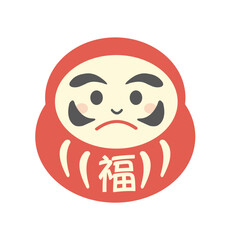 ダルマのシンプルイラスト　年賀状2026　辰年　縁起物　アイコン