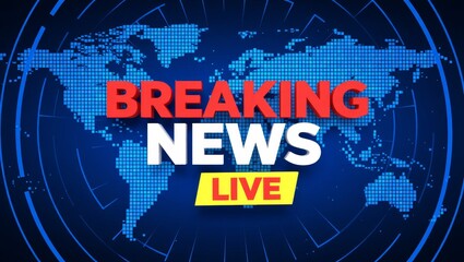 Breaking news live graphic with world map