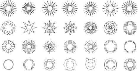 Geometric Shapes Decorative Vector Line Ornaments and Pattern Elements