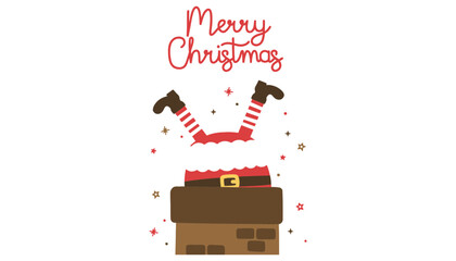 Christmas santa stuck in chimney holiday season vector graphic