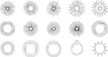 Geometric Sunburst Collection Abstract Circular Design Elements for Creative Projects