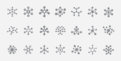 Collection of Gray Molecular Structures or Network Connection Symbol Designs