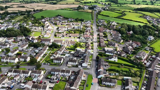 Aerial View of Residential housing homes in Portaferry Town Co Down Northern Ireland