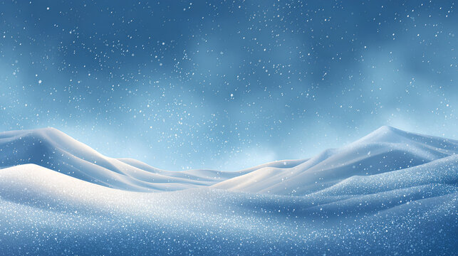 Realistic winter background, snowdrifts, snowdrifts, blizzard and wind, snow. Christmas winter landscape, 3D background with snow, vector white background. Stock Illustration