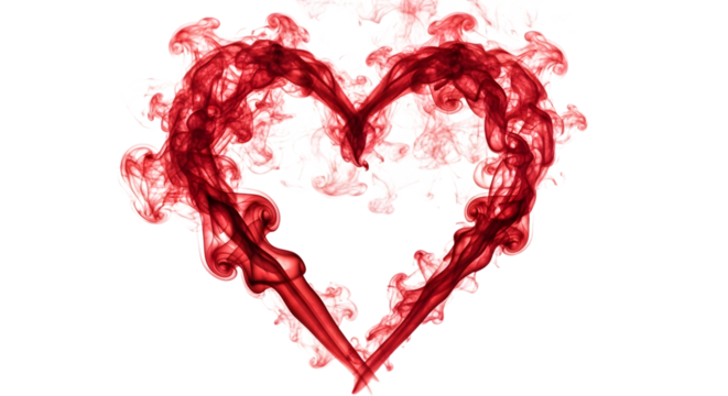 Red smoke forming a heart shape against a isolated on a transparent background abstract - Powered by Adobe