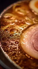 Aromatic Ramen Delight: An alluring close-up captures the rich textures and flavors of a savory ramen bowl, inviting a feast for the eyes and a promise of deliciousness.