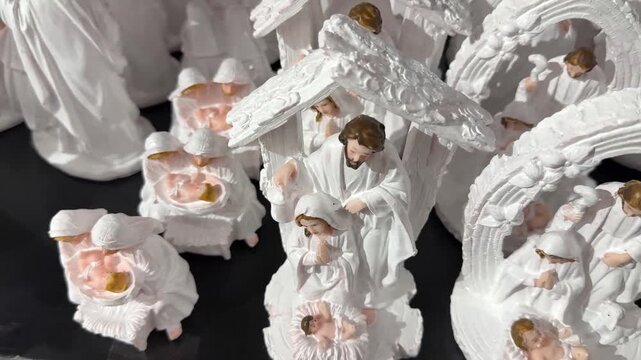 white nativity scene statues for christmas celebra