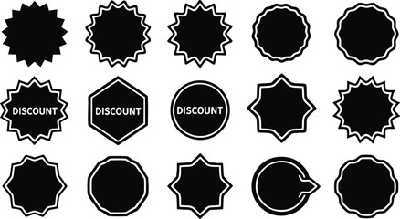 Collection of Abstract Badge Shapes with Discount Label