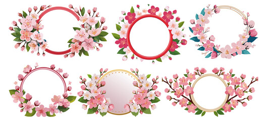 桜の花ベクターイラストセット