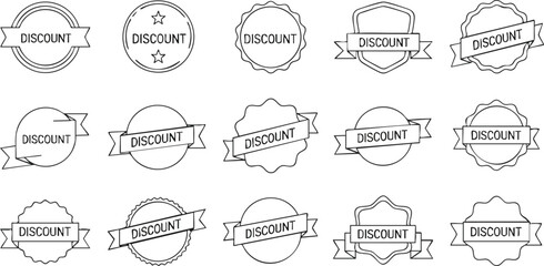 Discount Badge Collection Round and Shield Designs with Ribbon Banners
