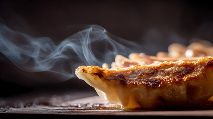 Culinary Delight: A close-up shot of a freshly baked pie, with its golden crust and delicious aroma, hinting at the culinary artistry within. The gentle rising steam.
